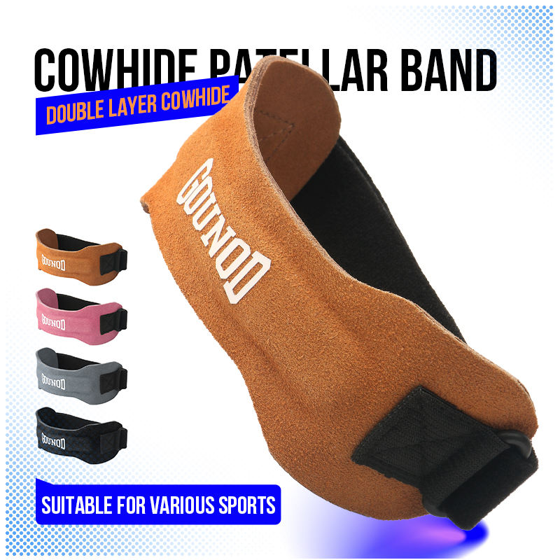 Double layer cowhide leather knee band